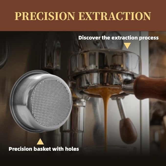 54mm Bottomless Portafilter 3 Ears Espresso Portafilter with 18-20g Basket fit Breville Bambino Barista BES870XL, BES450BSS, BES876BSS, BES880BSS, 878BSS, 500BSS, 840XL Express Machines (Wood)