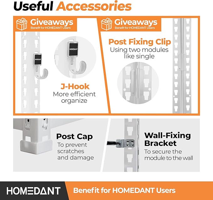HOMEDANT 5 Tier White Storage Shelves Adjustable Laminated Boltless Garage Metal Shelving Unit Heavy Duty Utility Rack Shelf Warehouse Pantry Closet Kitchen 35.9" W x 16.2" D x 71.3" H White 1Pack