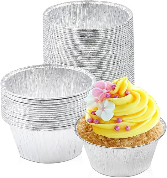 Angel's Peel Lounge Disposable Ramekins - Durable cup cake pans for baking - Aluminum Foil Ramekin for Tart, Appetizer-Utility, Muffin, Souffle, or Creme Brulee – 4 oz – pack of 50