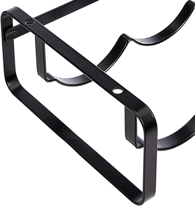 Amazon Basics Tabletop Stackable 4-Bottle Metal Wine Rack, Wine Storage, Space Saving, No Assembly Required, 3.74"D x 15.75"W x 7.87"H, Black