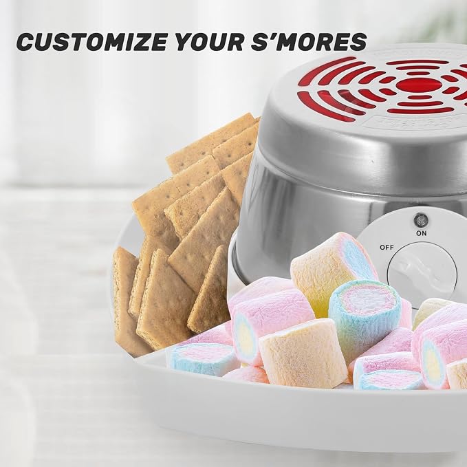 Smores Maker Tabletop Indoor Kit Smores Kit Indoor Smore Maker Tabletop Smores Maker Flameless Electric S'mores Maker Marshmallow Roaster, Movie Night Supplies Housewarming Christmas Gifts 120V 345W