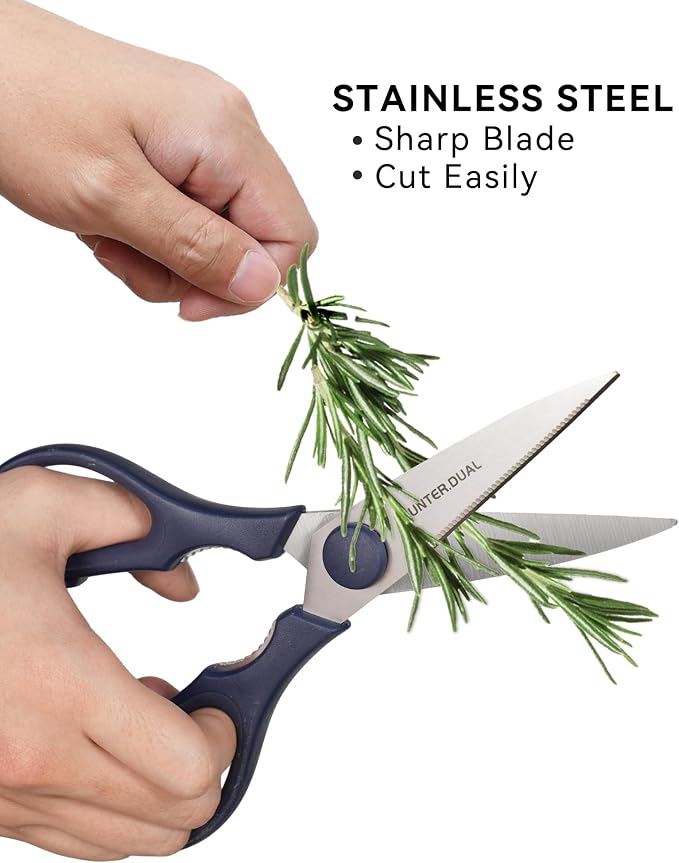 Kitchen Scissors for Food, HUNTER.DUAL Heavy Duty Come Apart Poultry Shears for Cooking, All Purpose for Cutting Chicken, Meat, Fish & Vegetables (Blue, 8.35 Inch)
