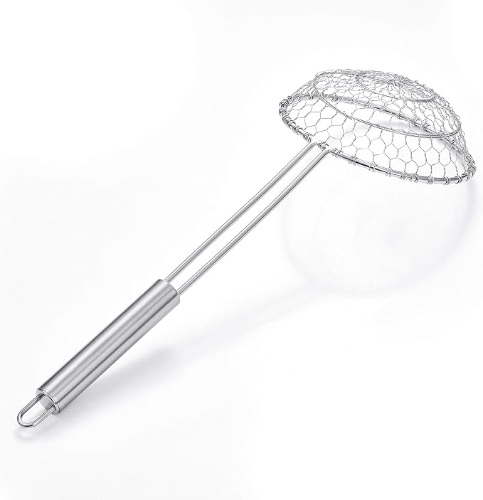 Stainless Steel Spider Strainer Asian Kitchen Mesh Wok Strainer Wire Food Cooking Skimmer Basket, 8-Inch, Hand-Made