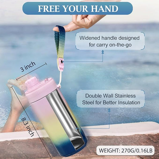 MAXSO Sealed Can Cooler Fizz Lid Can Cover for 12 oz Regular, Slim Skinny Cans & As Thermal Bottle, 4-in-1 Insulated Vacuum Stainless Steel Carbonated Cold Drink Holder - Gradient