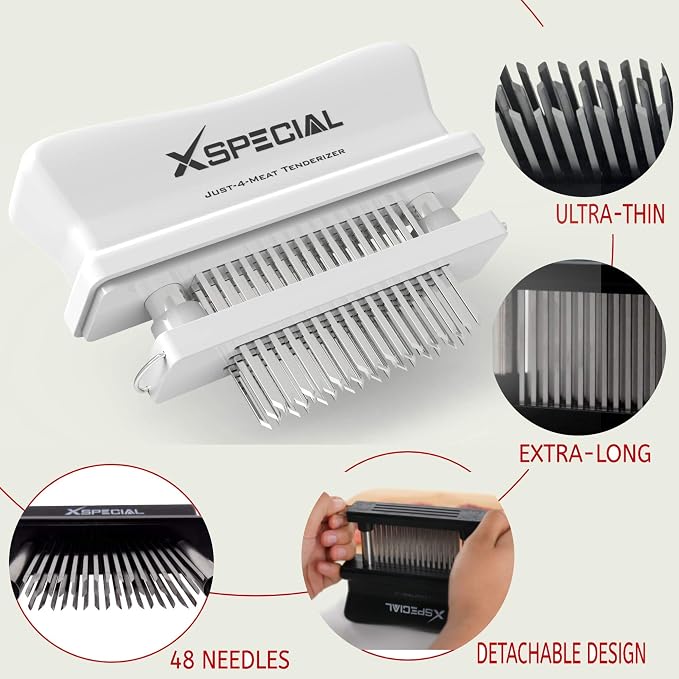 KITCHEN MEAT TENDERIZER TOOL 48-Blade Stainless Steel | Kitchen Cooking Gadgets Tools with Ultra Sharp Needle That Makes Steak & Chicken Tender