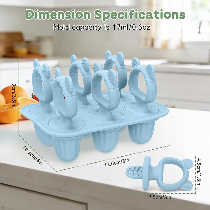 2Packs Silicone Baby Popsicle Molds with Sticks | Breastmilk Popsicle Molds for Teething Relief, Frozen Treats Maker Popsicle Maker Ice Pop Mold for Toddlers Kids