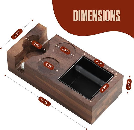 Espresso Accessories Set, Knock Box and Tamping Station, 1 Pack (Brown) | Houseables Coffee Stirrer WDT Tool, Latte Art Pen for Espresso and Cappuccino, Black Brown Silver