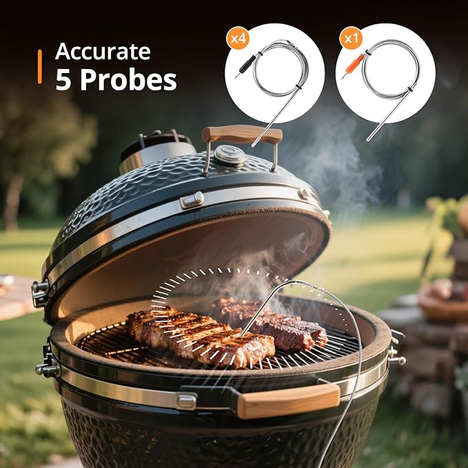 5G Wi-Fi & Bluetooth BBQ Temperature Controller, | INKBIRD Automatic Smoker Fan with LCD Screen for Ceramic Smokers, BGE, WSM, 5 Probes