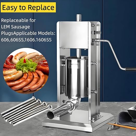 4 Sizes Stainless Steel Sausage Stuffing Tubes,Replacement for LEM 606,606SS,1606,1606SS Sausage Stuffers, Sausage Stuffer Funnels for LEM Sausage stuffersau