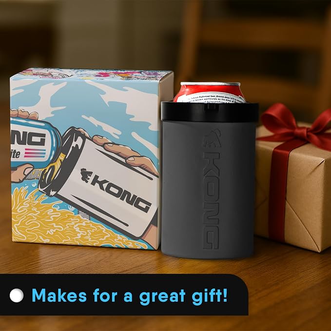 The Kong 2.0 - A Portable Can or Bottle Cooler/Cup With A Detachable, Expandable, Hose To Funnel Your Drink (Black)