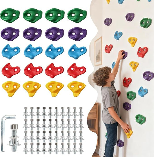 20 PCS Large Rock Climbing Holds for Kids, Large Climbing Holds Adult Rock Wall Holds Climbing Rock Wall Grips for Indoor and Outdoor Playground Play Set with Hardware
