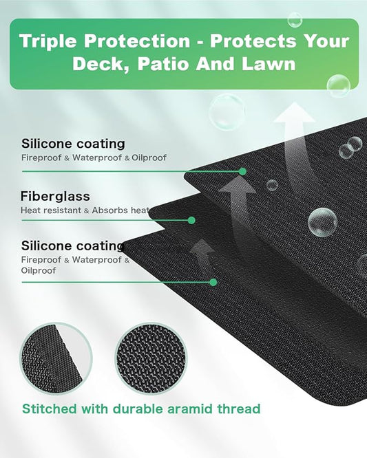 Large 76 x 52 inches Under Grill Mats for Outdoor Grill | Double-Sided Fireproof | Waterproof | Oil-Proof | Easy to Clean | Indoor Fireplace/Fire Pit Mat | Quality BBQ Mat for Deck Patio Lawn