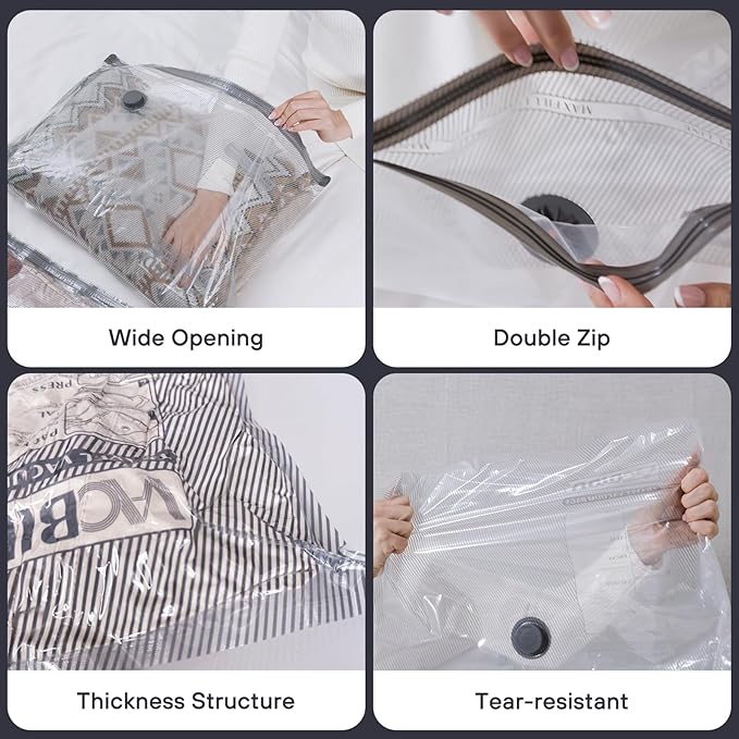 9-Pack Vacuum Storage Bags for Travel, Space Saver Compression Bags (No Pump Included)