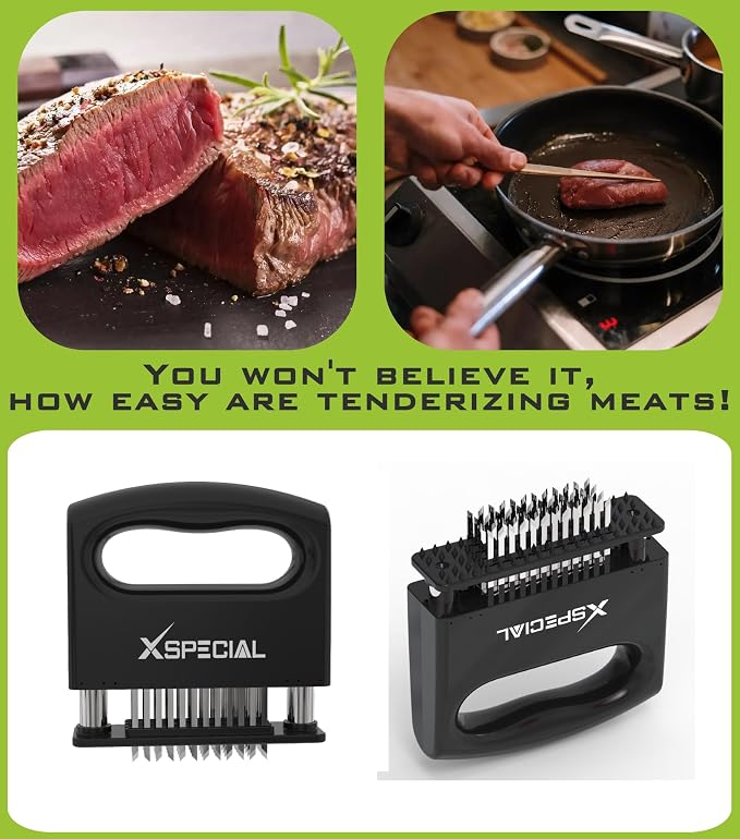 Mini-Deluxe Meat Tenderizer Tool – 48 Blade Stainless Steel, Easy to Use | Kitchen Cooking Gadgets Tools with Ultra Sharp Needle That Makes Steak & Chicken Tender