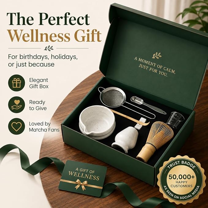 BARISTA EMPEROR® MATCHA WHISK SET PREMIUM 11pcs - Professional Matcha Kit Set with Matcha Bowl, Matcha Whisk, Milk Frother, Spoon, Sifter, Scoop, Stand, Cup, Tea Mat, Cloth - Matcha Bowl Set