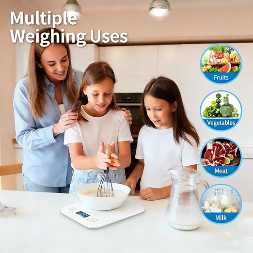 Digital Shipping Scale,Stainless Steel Panel, Accurate Portable Postal Scale for Packages, Small Business,Kitchen, Food, Handmade, Liquids, and Boutique (White Battery(5kg/1g))