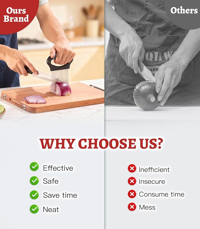 Large Onion Slicer Holder, Stainless Steel Onion Holder for Slicing with 14 Sharp Prongs for Slicing of Tomato, Avocado, Vegetable Chopper Meat Tenderizer for Fruit Prep (CarbonBlack)