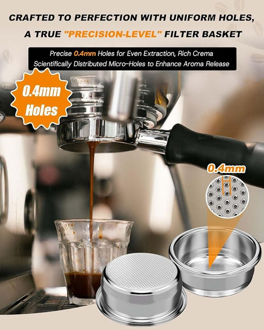 [1 Pack] 54mm Single Wall Filter Basket for Breville,Pro Precision Series | 18-22g capacity. Compatible with Breville 54mm espresso machines, including Bambino, Barista Express, Pro & more