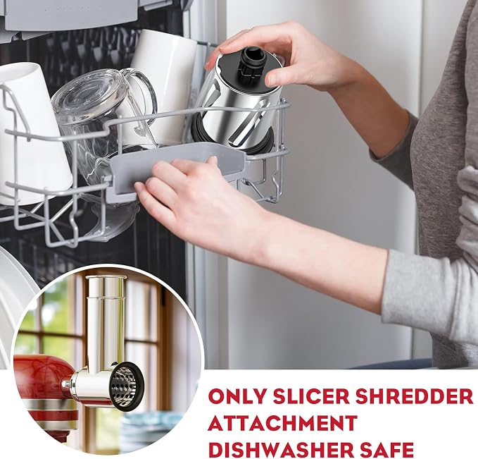 Meat Grinder & Stainless Steel Slicer Shredder Attachment for KitchenAid | Includes Metal Food Grinder Attachment with Sausage Stuffer Tubes and Salad Machine Accessory by InnoMoon