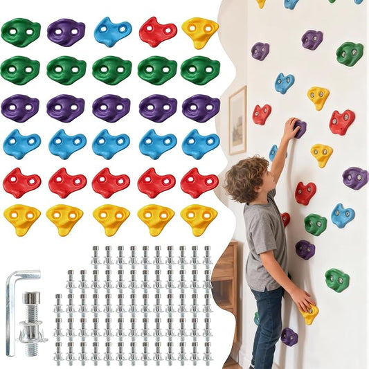 30 PCS Rock Climbing Holds for Kids,Adult Rock Wall Holds Large Climbing Rock Wall Grips for Indoor and Outdoor Playground Play Set with Hardware