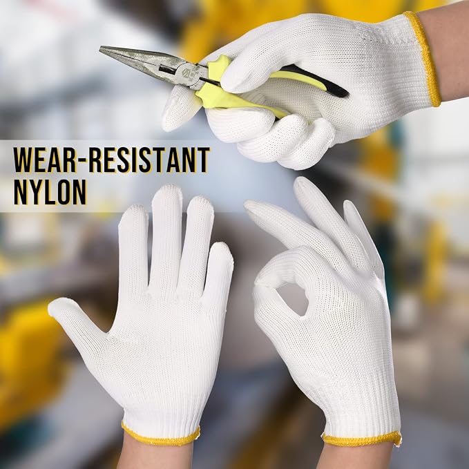 SATINIOR 36 Pairs Work Gloves White Cotton Polyester Liners Safety Work BBQ Gloves Liners Men Women Hand Protection