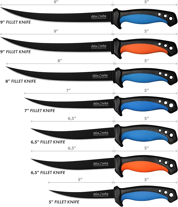 Rhinoreto Fillet Knife for Fish - Razor Sharp G4116 German Stainless Steel Blade, 8 Inch Professional Filleting & Boning Knife with Non-Slip Handle, Protective Sheath & Sharpener