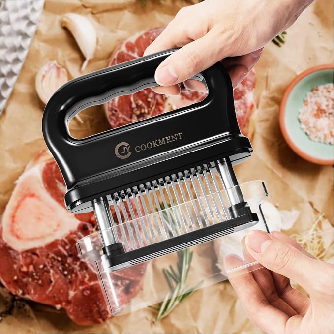 Meat Tenderizer with 48 Stainless Steel Ultra Sharp Needle Blades, Kitchen Cooking Tool Best for Tenderizing, BBQ, Marinade