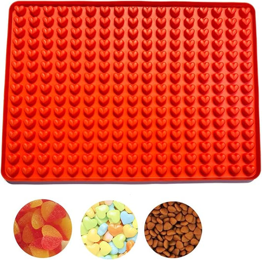 Newk 255 Cavity Pet Treats Mold, Mini Heart Shaped Gummy Mold for Chocolate Drops Mold, Dog Treats Pan, Candy Mold