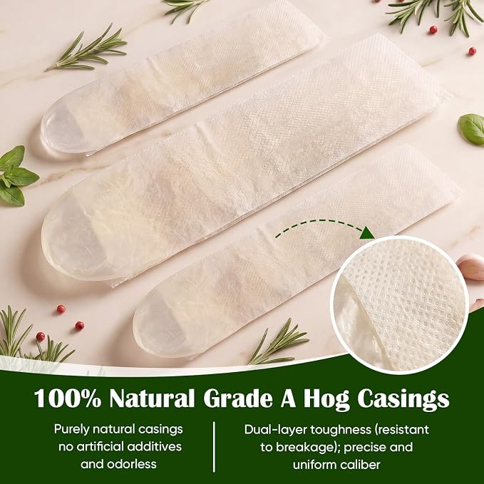 Edible Drying Natural Sausage Casing, Sausage Casings for Flavorous Homemade Sausages Ham,Breakfast Sausage,Italian Sausage,Knoblewurst,Pepperoni,Bologna Sausage and Most Sausage-8m/26ft,Φ28mm