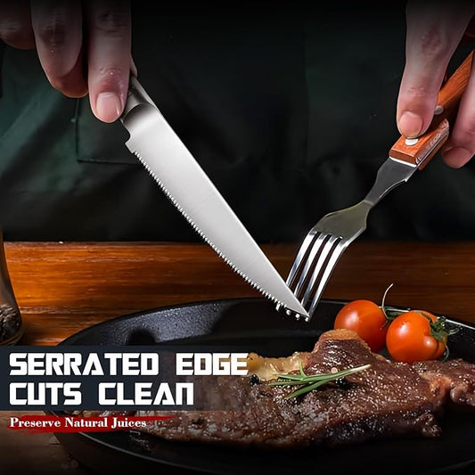 DRAGON RIOT Steak Knives Set of 2，Japanese Stainless Steel Steaks Knife With Serrated Edge Dinner Knife Diswasher Safe Steak Knives with Box