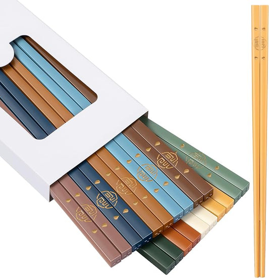 10 Pairs Fiberglass Chopsticks Reusable | Dishwasher Safe | BPA-free | Non-slip Chop Sticks Set - （9.45in）