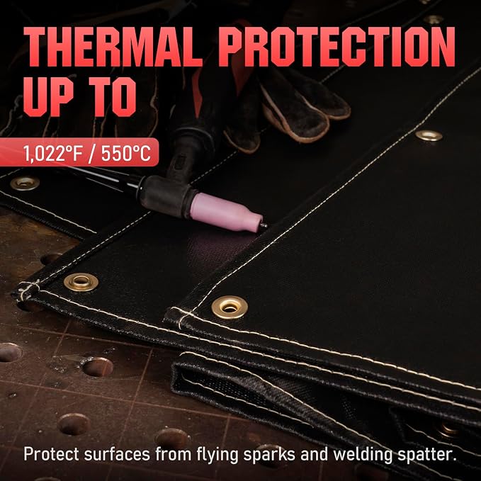 YESWELDER Heavy Duty Silicone Coating Fiberglass Welding Blanket, 2 Pack 4 x 6ft Fireproof Insulation Blanket, 1/3”(8mm) Thickened Weld Cover with Grommets, Thermal Resistant Welding Curtain Mat Grill