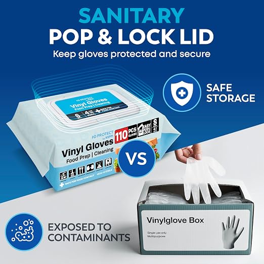 Keppi 110 Pack Clear Vinyl Gloves – Disposable Latex-BPA & Powder-Free – Food Safe Plastic Gloves for Cooking Cleaning Food Prep Catering BBQ Baking & Restaurant Use - (Small)