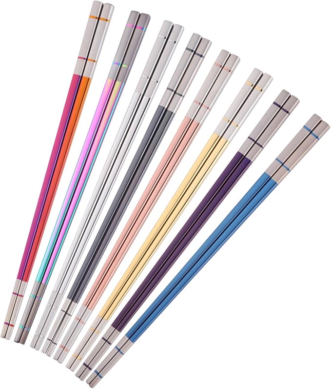 Reusable Stainless Steel Chopsticks,Dishwasher Safe , Easy to Use(6 PCS,purple)