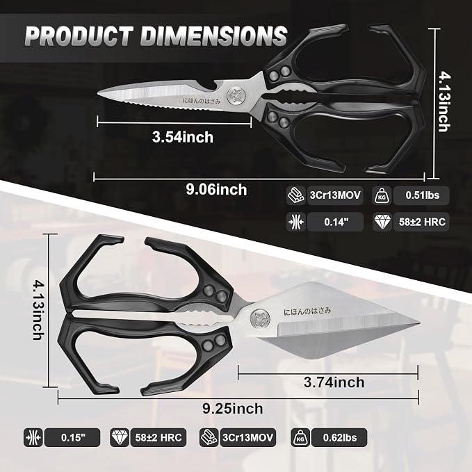 Heavy Duty Poultry Shears Set for Chicken, Meat & Seafood | Multi-Use Kitchen Scissors, Durable Metal Construction, Ergonomic Handle, Easy Clean, Thoughtful Kitchen Gifts