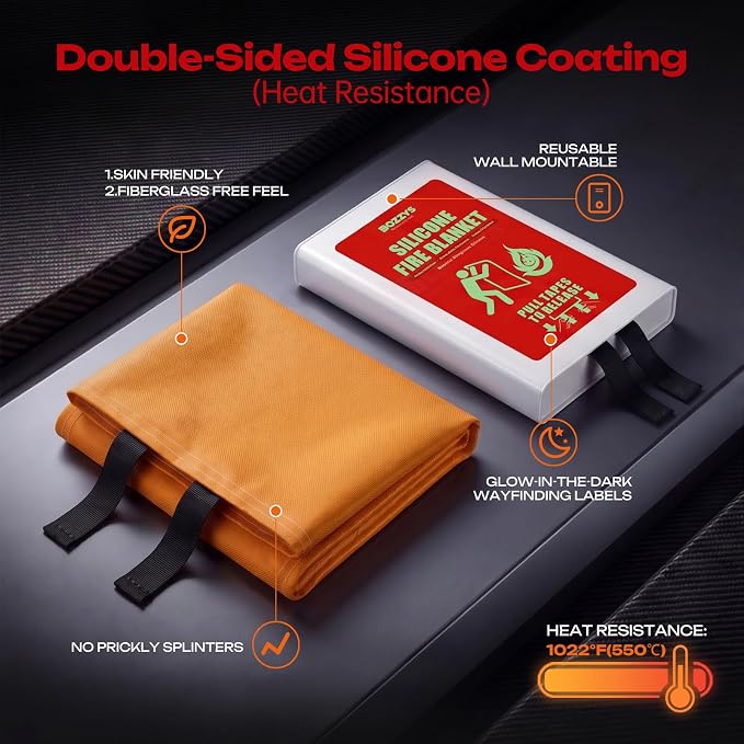 Fire Blanket | Not Prickly Prepared Fire Suppression | 40"x40" Fire Blankets Emergency for Home and Kitchen