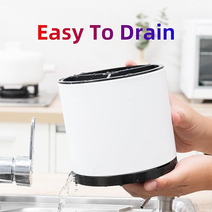 Utensil Holder,360°Rotating Kitchen Utensil Holder For Counter,Cooking Silverware Organizer Stainless Steel Caddy Flatware Spoon Spatula Tool Cutlery Container