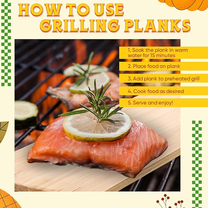 Landical 3/6/10/13/20 Pcs XL XXL Large Cedar Plank for Grilling Salmon Thicker Design Full Filet of Meat Fish Veggies Adding Extra Smoke and Flavor Soaking Fast Easy to Use(3 Pcs,15 x 5.5 Inches)