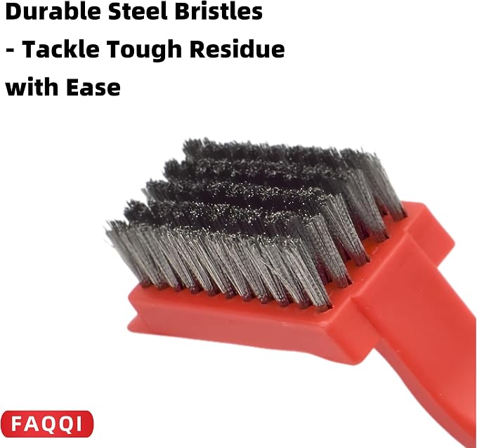 Steel Wire Brush for Cast Iron Skillet with Ergonomic Handle | Heavy-Duty Steel Bristles, 7 in Tall, For Stubborn Residue On Cast Iron Pans, Skillets And Griddles