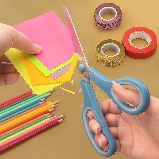 LONGKEY 8.5" Pastel Scissors 3-Pack, Ultra Sharp Stainless Steel | All Purpose Scissors for Office Home School, Soft Comfort-Grip Right/Left Hand