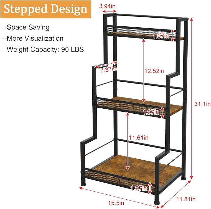 Trapezoid Liquor Stand, 3 Tier Liquor Cabinet, Wine Bottle Display Shelf for Home Bar, Mini Corner Liquor Bottle Display Stand for Whiskey, Wine, Stepped Wine Rack Freestanding Floor