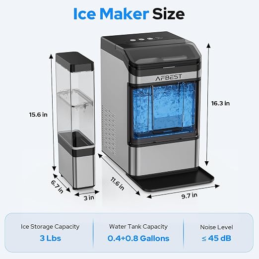Large Capacity Countertop Ice Maker - 38 lbs/24H Output Chewable Nugget Ice, One-Touch Self-Cleaning, 3L+1.5L Dual Water Tanks, Portable Ice Machine for Home, Bar, Office, RV