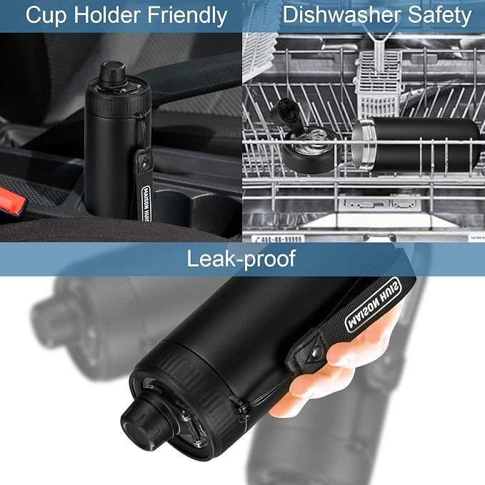 4 In 1 Beer Can Cooler Bottle Holder with Drinking Spout Lid for 12oz Regular, Slim Skinny Cans and Thermal Bottles,Sealed Insulated Double Wall Vacuum Stainless Steel Can Keeps Your Drinks Cold