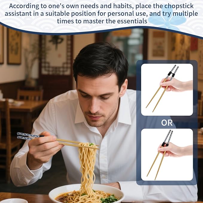 7PCS Training Chopsticks for Adults & Kids - Chopsticks for Beginners Learning Set | Japanese Style Wooden Training Chopstick, Reusable & Dishwasher Safe (8.86 Inch)