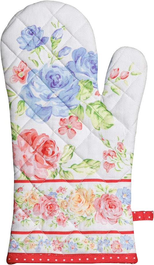 Maison d'Hermine Oven Gloves 100% Cotton Oven Mitt (7" x 13", Pack of 1) | With Loop Heat Resistant BBQ Cooking Gloves Baking Grilling Kitchen Handling Hot Pans Spring Summer - Vintage Floral