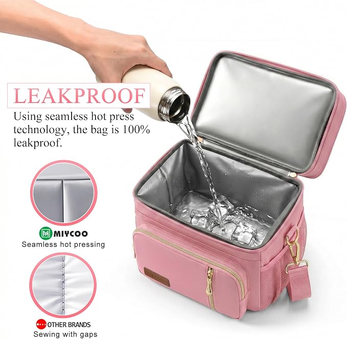 MIYCOO Lunch Bag for Women & Men, Expandable Double Deck Lunch Box, 15L | Leakproof & Waterproof, Portable, Large Soft Insulated Cooler bag for Adult, Work, Camping, Beach, Picnic, Travel