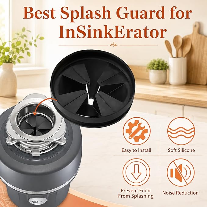 Garbage Disposal Splash Guard, 3 3/8" Upgraded for InSinkErator Evolution Series QCB-AM Sink Baffle Drain Insert, Kitchen Sink Splash Guard Sink Stopper Removable Garbage Disposer (Black 1 pcs)