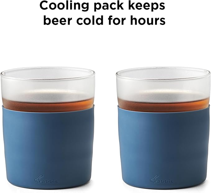 Rabbit Freezable Whiskey Glasses, Set of 2 Chilling Whiskey Glasses with Silicone Sleeve, 8oz No-Dilution Glasses for Whiskey, White Wine and Cocktails, Keep Drinks Cold for Hours, No Ice Needed | Ideal for whiskey, white wine & mixed drinks, chills wi...