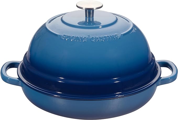 Enameled Cast Iron Dutch Oven Pot with Lid, Round Bread Oven for Homemade Sourdough Bread Baking, 6 Quart, Lake Blue