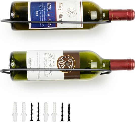 Wall Mounted Wine Rack: 2Pcs Individual Wine Bottle Holder - Liquor Storage | for Wine Cellar Home Kitchen Bar Decor